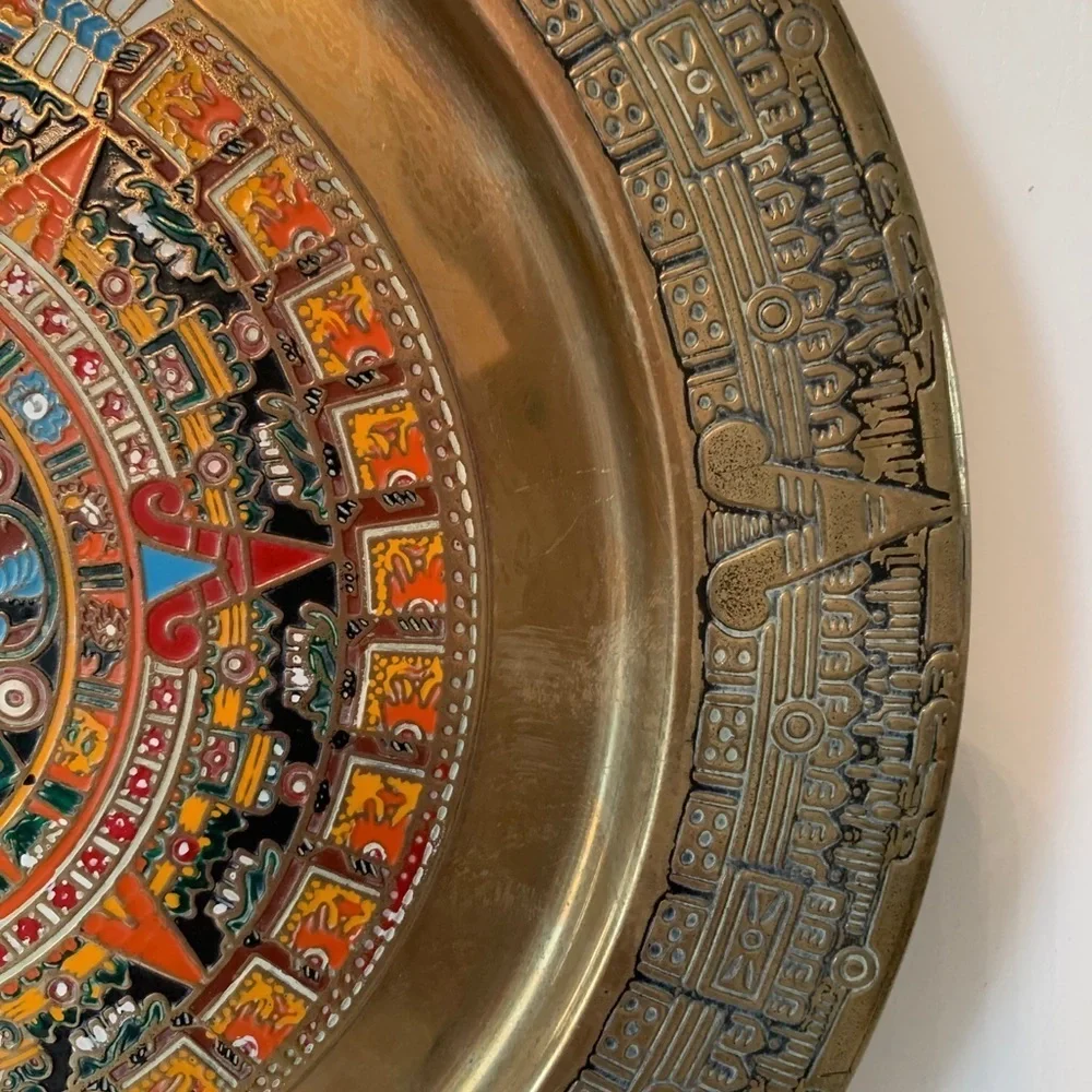 Intricate Gold and Multicolor Wall Decor Plate